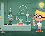 科学実験する学生の絵