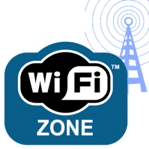 Wifiというロゴと電子塔のイラスト