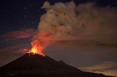 噴火する活火山