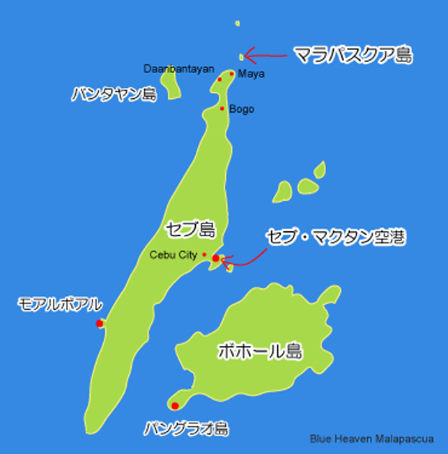 セブ島とマラパスクア島のマップ