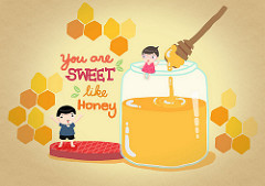 You are sweet like honeyと書かれたイラスト絵